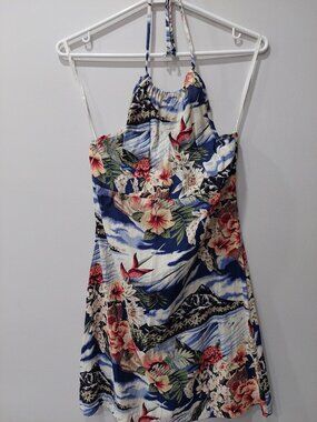 Vintage 90s Rampage tropical print halter neck dress Size 3/S